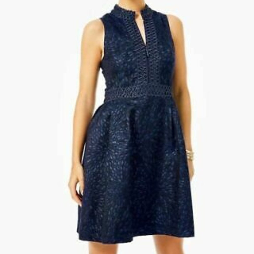 Franci High Collar Dress Lilly Pulitzer True Navy NWT 6